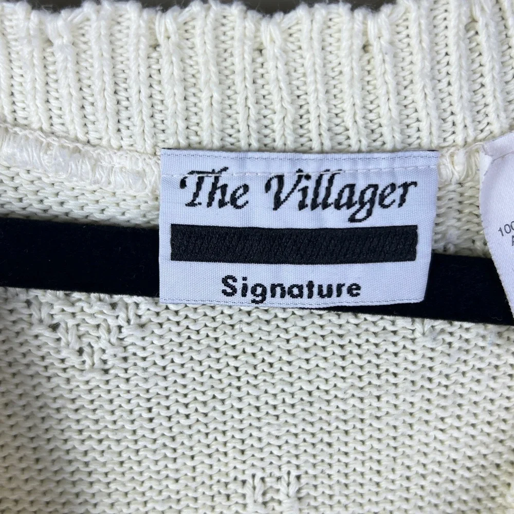90s The Villager Knit Sweater Vest Women 1X Cream Cottagecore